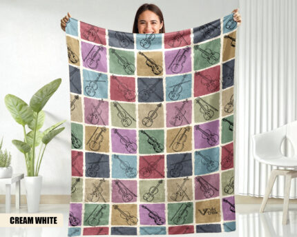 Vintage Violin Lover Blanket Cozy Soft Musician Throw Perfect Gift for Violin Players Unique Instrument Fleece Blanket for Music Fans | VivTrek
