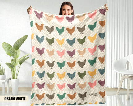Retro Chicken Blanket, Cozy Farm Animal Throw Gift for Chicken Lovers, Unique Graphic Blanket | VivTrek