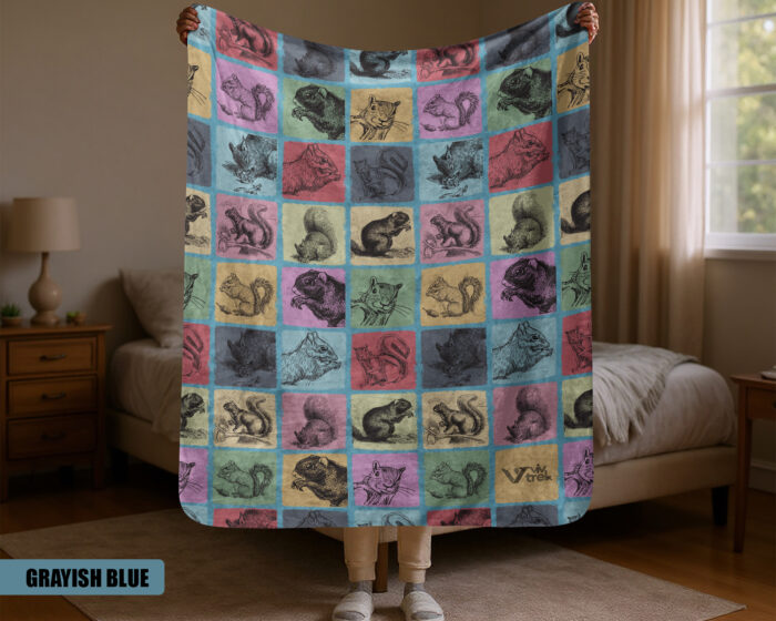 Vintage Squirrel Blanket, Retro Chipmunk Throw Gift for Animal Lovers, Funny Distressed Nature Decor | VivTrek - Image 2
