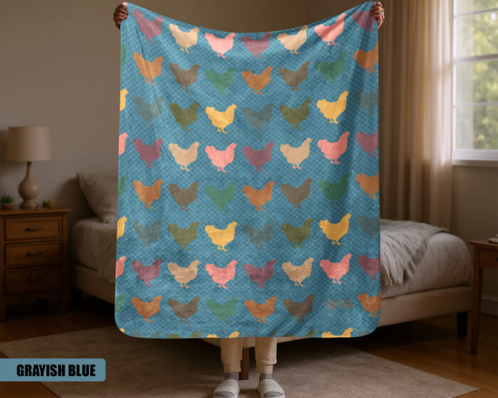 Retro Chicken Blanket, Cozy Farm Animal Throw Gift for Chicken Lovers, Unique Graphic Blanket | VivTrek - Image 8